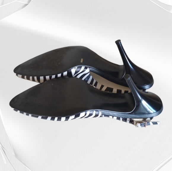 BCBGIRLS Zebra Stripe Leather Slingback Heel Pumps - Picture 14 of 16